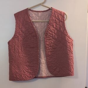 Quilted Dusty Rose Vest, Hand Crafted And Vintage